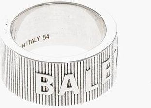 Balenciaga Silver Band Ring with Logo size 54