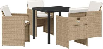 vidaXL Conjunto de Comedor de Jardín con cojín 5 pcs Beige Poliratán Vidaxl