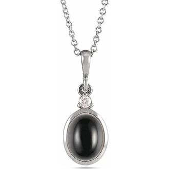 Allurez Oval Natural Onyx & Diamond Pendant Necklace 14K 2.03ct in Onyx, White Gold at Nordstrom, Size 18