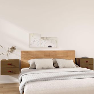 Berkfield Home Wall-mounted Bedside Cabinets 2 pcs Honey Brown 50x36x40 cm | Size: 50 x 36 x 40 cm