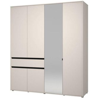 Dmora Guardaroba Grande Rifreddo, Armadio Camera da Letto 4 Ripiani, un Cassetto, Appendiabiti, 182.5x210.5h cm Bianco Crema