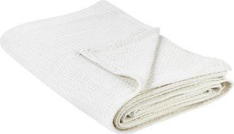 Beliani Beliani - Colcha Con Patr&oacute;n Liso Cubrecama Algod&oacute;n 220 X 240 Cm Beige Claro Ragala