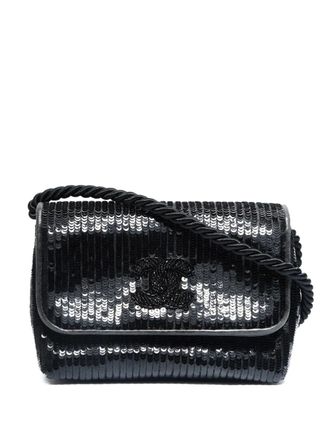 Chanel 1986-1988 sequin logo mini shoulder bag - women - Sequin - One Size - Black
