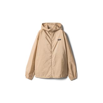 Miu Miu Technical Fabric Windbreaker, Woman, Camel Brown, Size 36