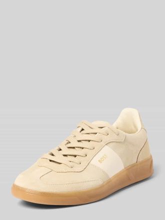 HUGO BOSS Low Top Sneaker aus echtem Rindsleder Modell BRENTA_TENN in Beige, Gr&ouml;&szlig;e 36