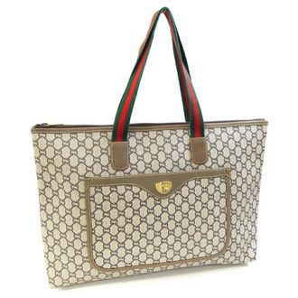 Gucci Gg Plus Beige Brown Pvc Leather Tote Bag (Pre-Owned)