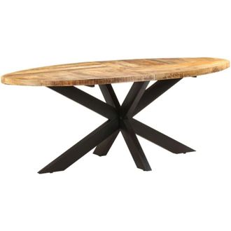 vidaXL Mesa De Comedor Ovalada Madera Demango Rugosa 200x100x75 Cm Vidaxl