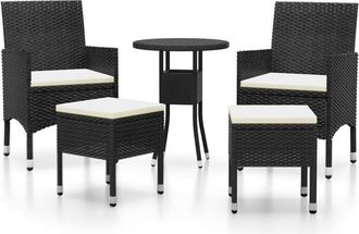 vidaXL Juego De Muebles De Jard&iacute;n 5 Piezas Rat&aacute;n Sint&eacute;tico Negro Vidaxl