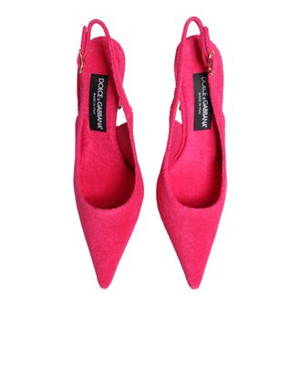Dolce & Gabbana Womens Pink Terry Cloth High Heels Slingback Shoes