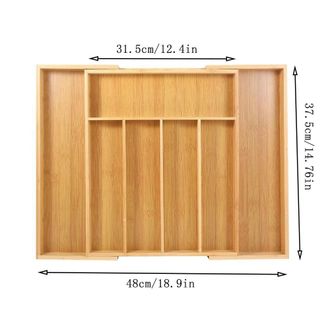 OEM Organizador De Cajones Para Utensilios, Extensible, Bandeja Para Cubiertos De Bamb&uacute; Ranurada, Estilo Ba&ntilde;o - Imagen Principal