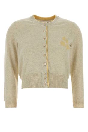 Isabel Marant Melange Light Grey Cotton Blend Lona Cardigan
