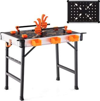 Costway Costway Banco De Trabajo Plegable, Soporte De Metal Resistente De 454 Kg, Banco De Carpinter&iacute;a Para Garaje, Taller De Reparaci&oacute;n (84,5 X 60 X 74 Cm)
