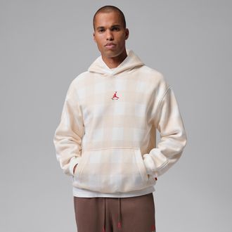 Nike Jordan Mens Jordan Brooklyn Brushed Fleece Pullover Hoodie in White | IM9822-133