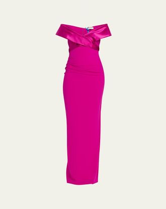 La Petite Robe Di Chiara Boni Suli Off-Shoulder Column Gown