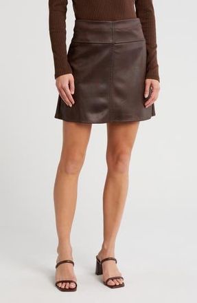 Max Studio Faux Leather Miniskirt in Dk Brn/Crkle Brown at Nordstrom Rack, Size X-Large