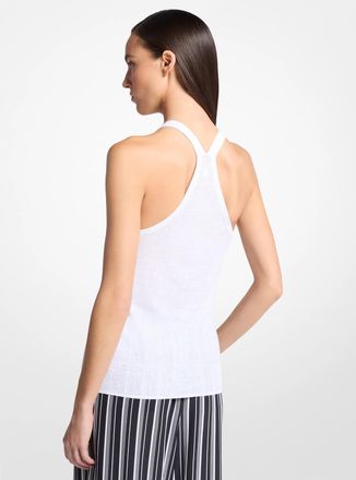 Michael Kors Ribbed Superfine Linen and Cotton Tank Top
