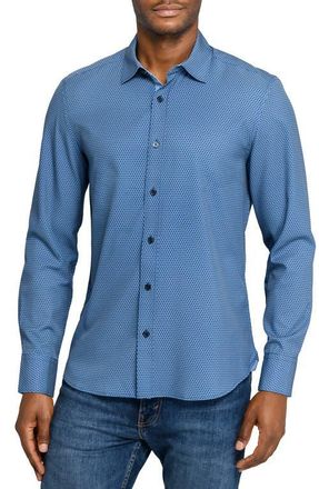 ConStruct Hexagon Geo Woven Long Sleeve Basic in Steel Blue at Nordstrom, Size Xx-Large