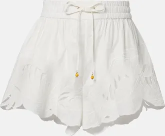 Zimmermann Mahon embroidered cotton shorts