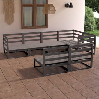 vidaXL Muebles De Jard&iacute;n 7 Piezas Gris Madera De Pino Maciza Vidaxl