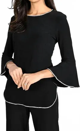 Frank Lyman Design Bianca Top In Black And Crystal