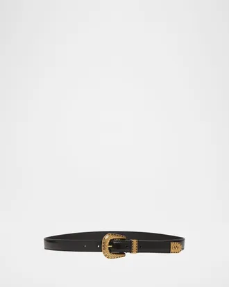 Valentino Garavani VLogo Signature Brushed Leather Belt, 20mm