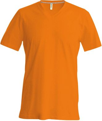 Kariban Mens Short Sleeve V Neck Slim Fit T-Shirt (2XL) (Orange)