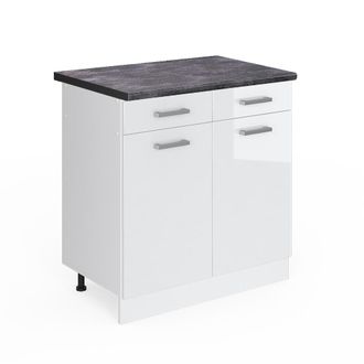 Vicco Mueble Bajo De Cocina R-line, Blanco Alto Brillo, 80 Cm, Et Antracita