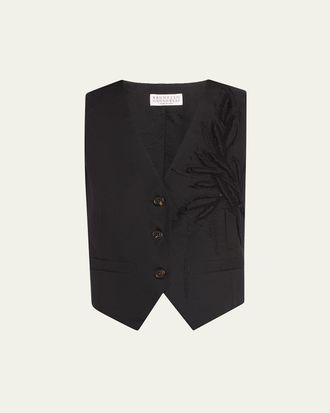 Brunello Cucinelli Herbarium Embroidered Poplin Vest