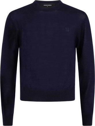 Dsquared2 Knit Crewneck - Heren - Ronde hals truien - Blauw - S - Wol - Truien & Vesten