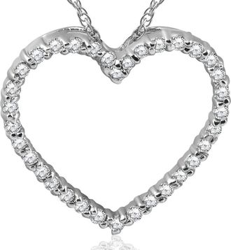 Pompeii3 10K White Gold 1/2ct Diamond Heart Pendant Necklace