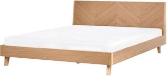 Beliani Wooden Bed Light Oak MDF Oak Veneer EU Super King Size 6ft Classic Bed Frame WIZERNES