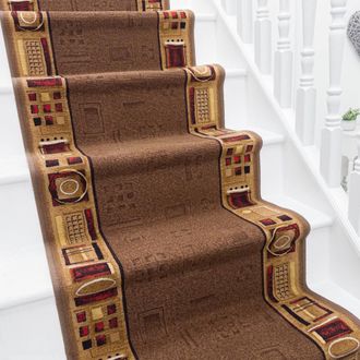 Runrug Stair Runner Carpet - Durable, Non-Slip, 7mm - Jena in Brown | Size: 80 cm x 450 cm