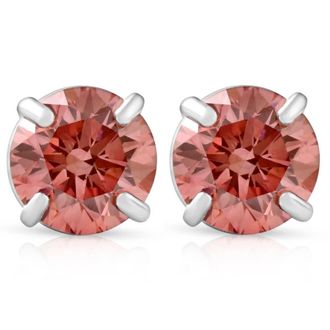 Pompeii3 1/2Ct Pink Lab Grown Diamond Screw Back Studs Earrings 14K White Gold
