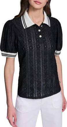 Karl Lagerfeld Contrast Collar Sweater in Black at Nordstrom, Size X-Small