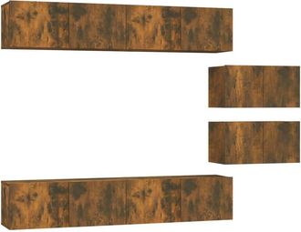 Berkfield Home 4 Piece TV Cabinet Set Smoked Oak Engineered Wood in Brown