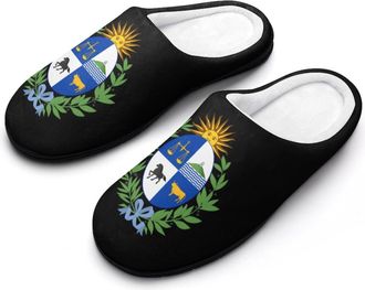 Generic Coat of Arms of Uruguay Slippers Men Winter Warm Cotton Anti-Slip Indoor Slip-Ons House Shoes