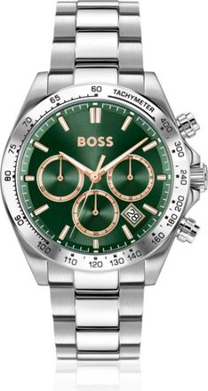 BOSS Steel-bracelet watch with green dial