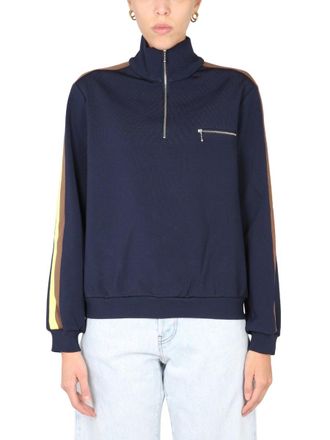 Tory Burch Viscose Blend Front Zipper Sweatshirt - Blue