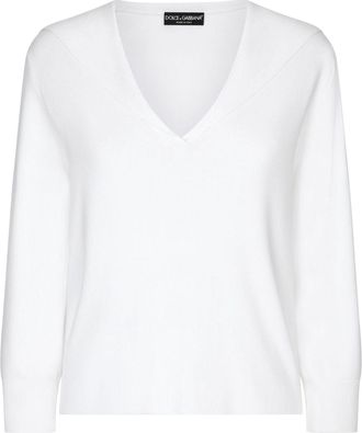 Dolce & Gabbana Sailor collar sweater - women - Rayon/Cotton - 46 - White