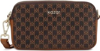 Kazar bruine handtas van leer met patroon - Dames - Schoudertassen - Bruin - ONE Size - Leer - Tassen