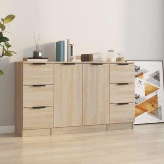 vidaXL Vidaxl - Aparadores 3 Piezas Madera Contrachapada Color Roble Sonoma