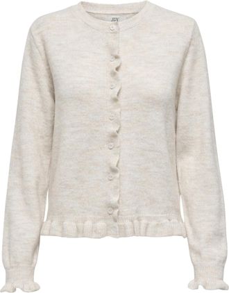 Jacqueline de Yong JdY Womens Jdyletty L/S On Frill Cardigan KNT Noos, Birch, XL