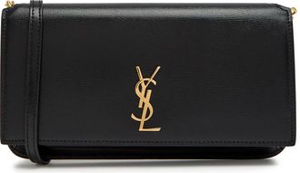 Saint Laurent Cassandre Grained Leather Phone Case bag - Black - One Size