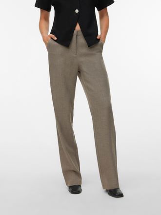 Vero Moda Anzughose VERO MODA VMZAMIRA BESTIE MW STRAIGHT PANT NOOS, Damen, Gr. XS, L&auml;nge 30, moon rock aop:melange, Web, Obermaterial: 94% Polyester, 4% Viskos