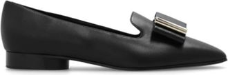 Ferragamo Womens Black Leather Loafers, Size 6 C
