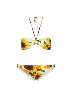 Dolce & Gabbana Sunflower Printed Two Piece Bikini Size S