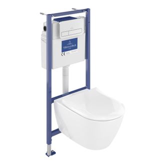 Villeroy & Boch Villeroy Et Boch Pack Inodoro Sin Borde Subway 2.0 Con Asiento + Estructura Viconnect Pro + Placa Cromada Mate