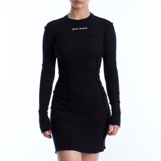 Palm Angels Womens Cotton Mini Dress PWDH004F23FAB0011003 - Black - Size Small