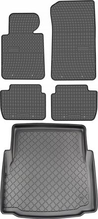OEM Alfombrillas De Goma Para Coche + Alfombrilla Para Maletero (modelo Bmw Serie 3 E46 Sed&aacute;n, 1998-2005, Febrero). Juego De 2 Alfombrillas Para Coche Y M