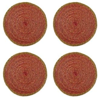 Tag Overstitch Seagrass Placemat Set of 4 Red-Round at Nordstrom